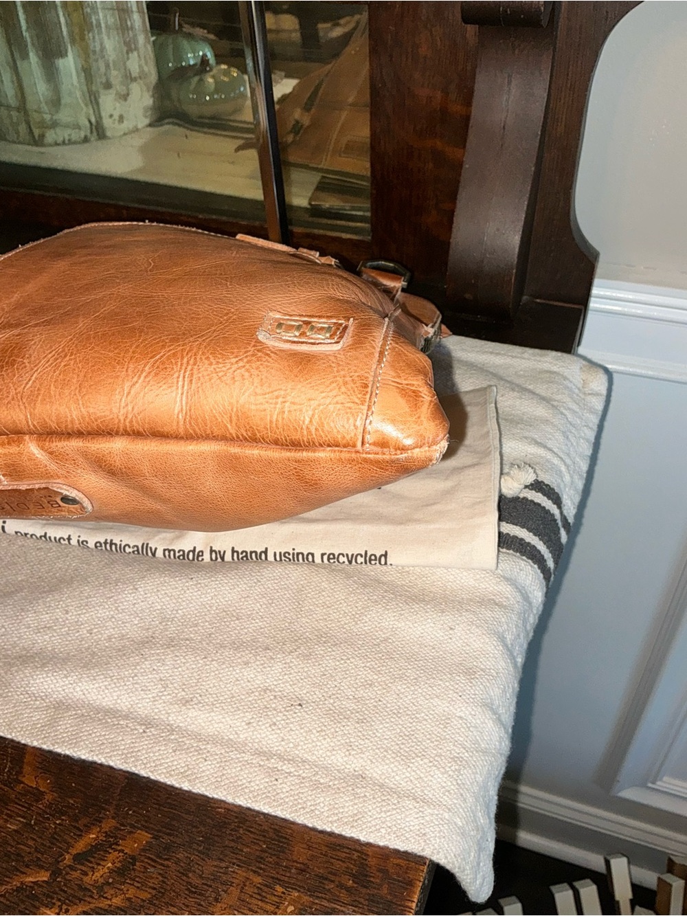 NWOT Bed Stu Aiken Leather Crossbody Convertible Bag Tan Rustic Retail $280 - Picture 8 of 15